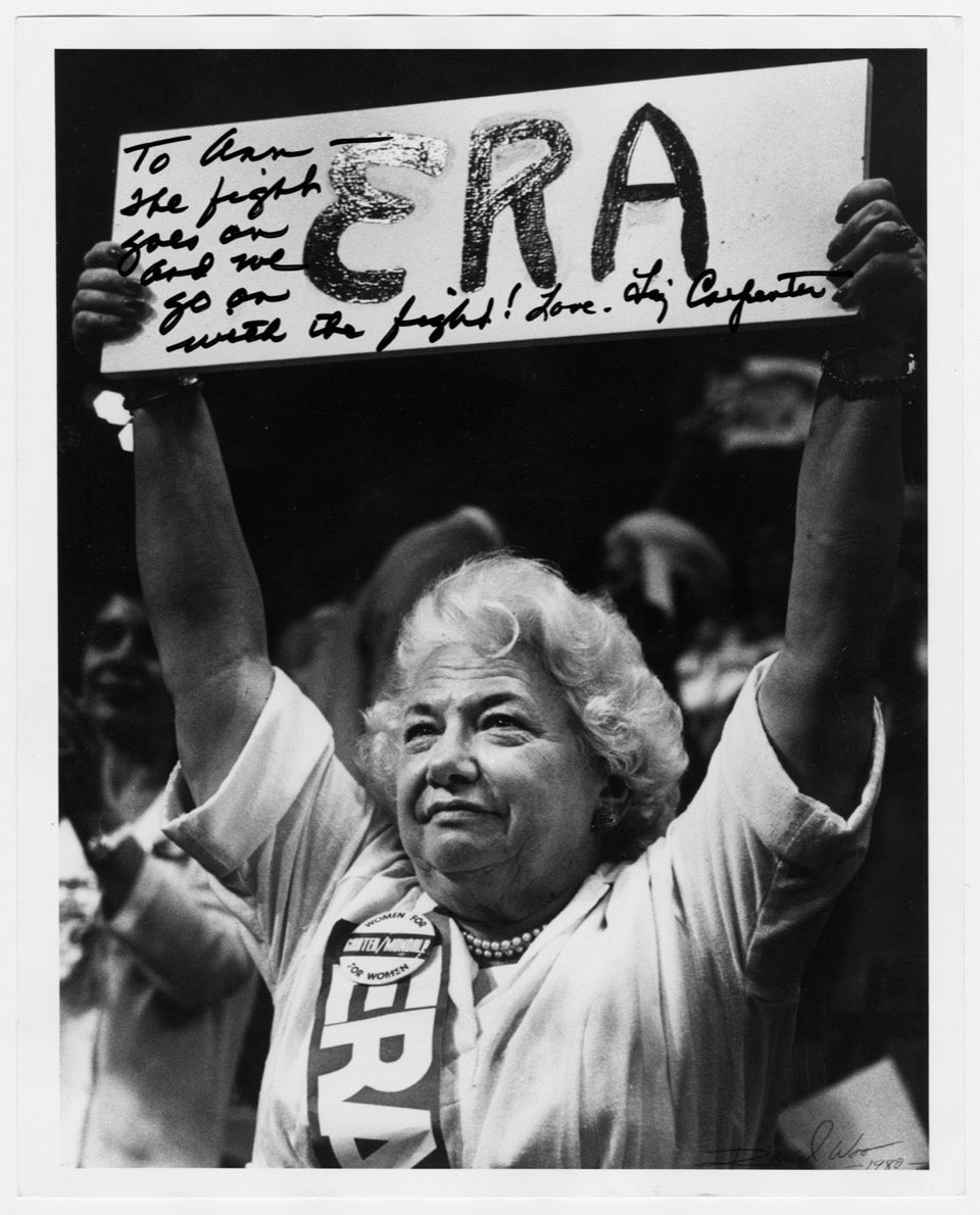 Liz Carpenter with ERA sash