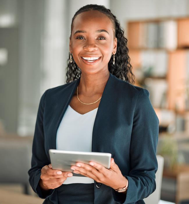 professional woman smiling at camera