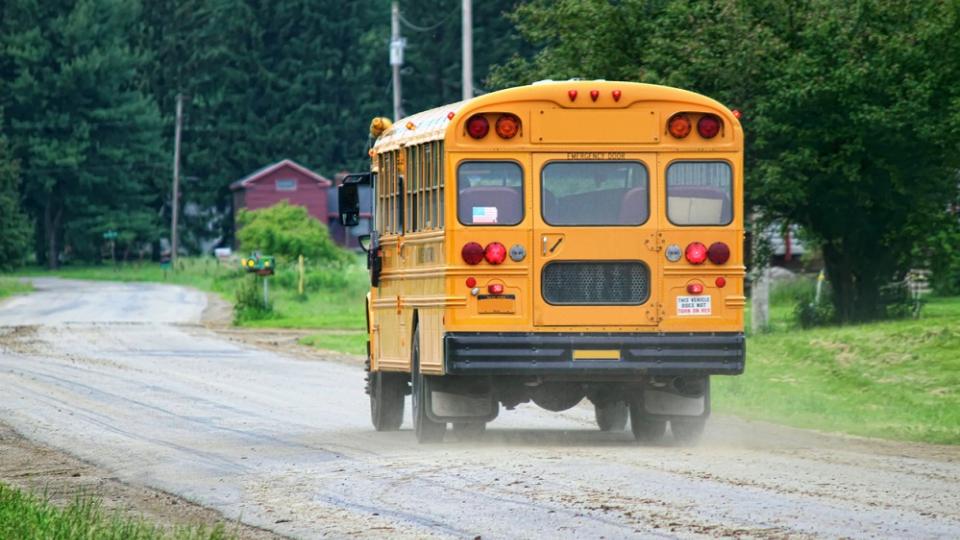 bus on rural road