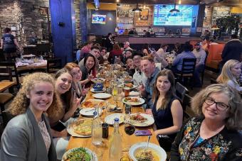 conference attendees at dinner