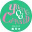 Young & Confused logo / Pink text on a teal background
